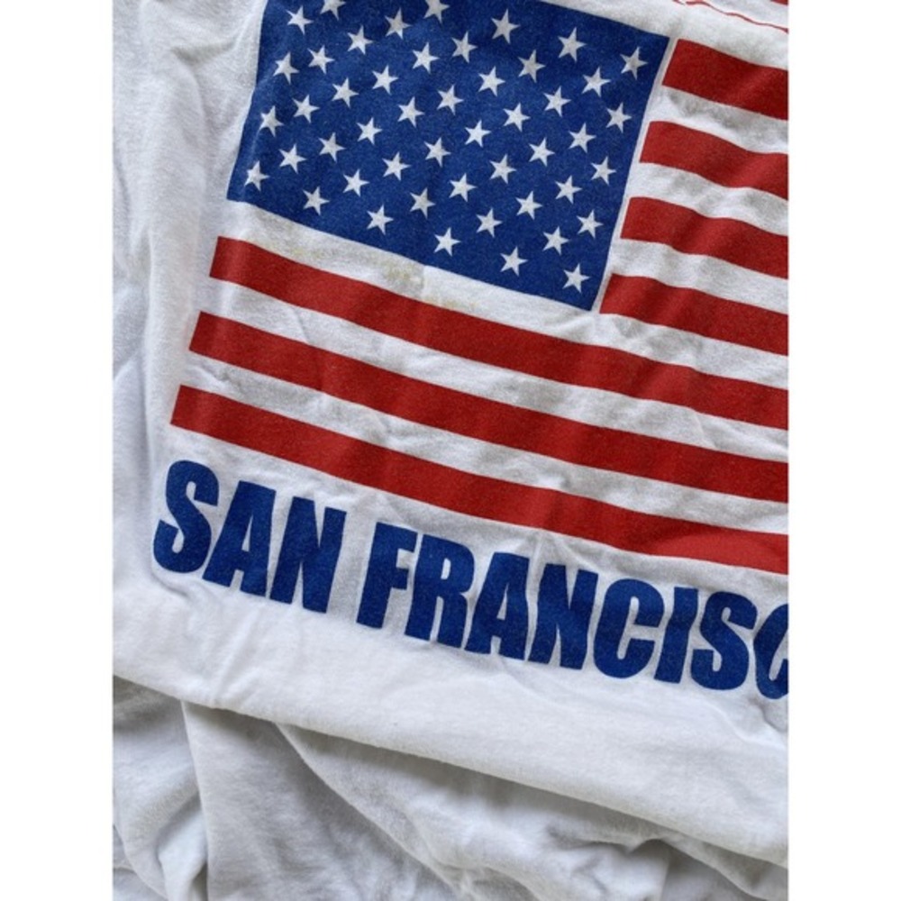 Jacks Bar San Francisco Shirt Mens 2XL White American Flag Graphic Patriotic Tee - Picture 5 of 13